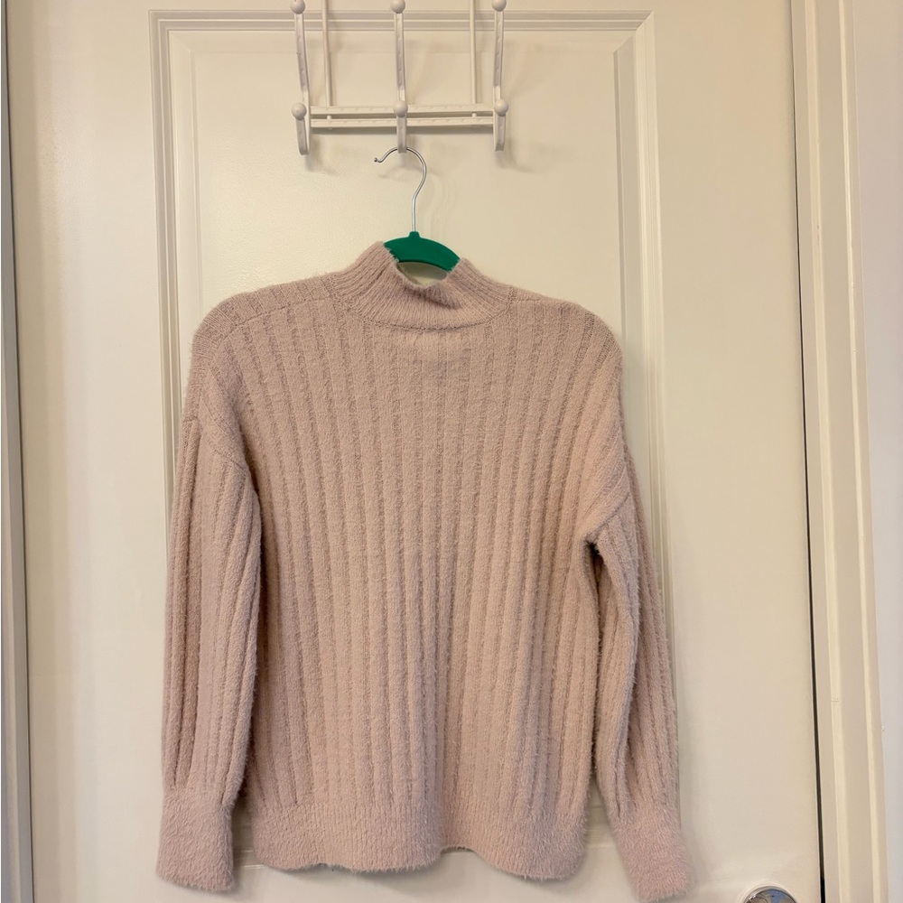 Jessica Simpson Ribbed Mock Neck Sweater - Light Pink/ Violet